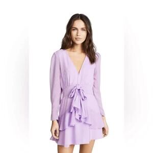 For Love and Lemons Tarta Long Sleeve Mini Dress Lavender Size Small NEW